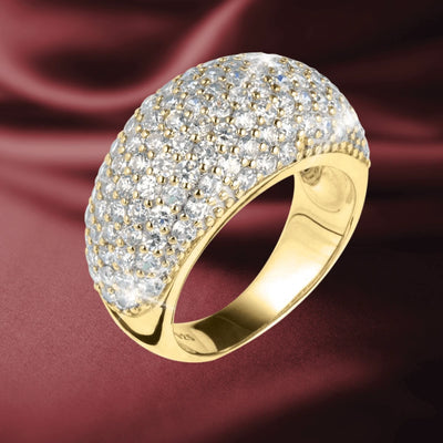Pave Vienna Ring Gold featuring a gold plating with pavé-set sparkling stones, designed elegantly for female jewelry collections.
