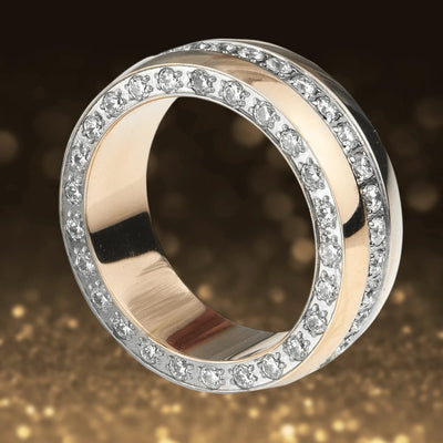 Odyssey Gold Ring featuring a unisex stainless steel design with gold plating and a circle of sparkling clear stones, combining elegance and modern jewelry style.