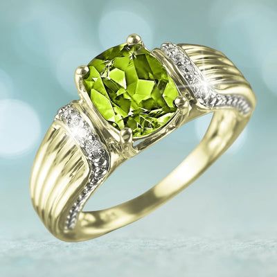 Dolce Vita Peridot Ring featuring a striking green peridot gemstone set in two-tone sterling silver with diamond accents, designed for women’s elegant jewelry collections.