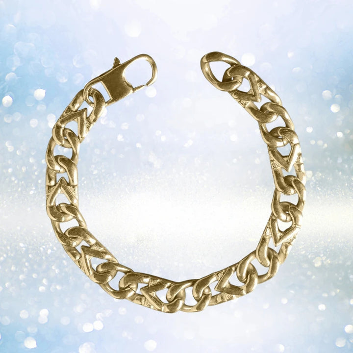 Montclair Golden Steel Bracelet made of gold-plated stainless steel for men, featuring a bold, interlocking chain link design perfect for stylish jewelry collections.