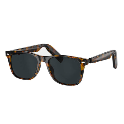 Smart Sunglasses featuring a classic tortoiseshell frame with dark tinted lenses, combining stylish design with modern technology for everyday wear.