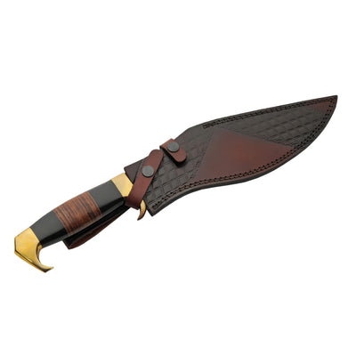 Mirror Finish Kukri Knife with curved blade and leather sheath Up To 75% Off Retail