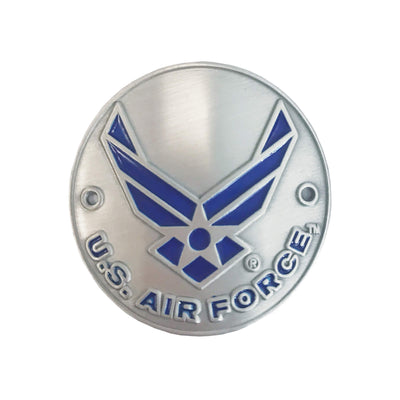 Air Force Veterans Walking Cane featuring a silver medallion with blue Air Force insignia and raised US Air Force lettering Up To 75% Off Retail