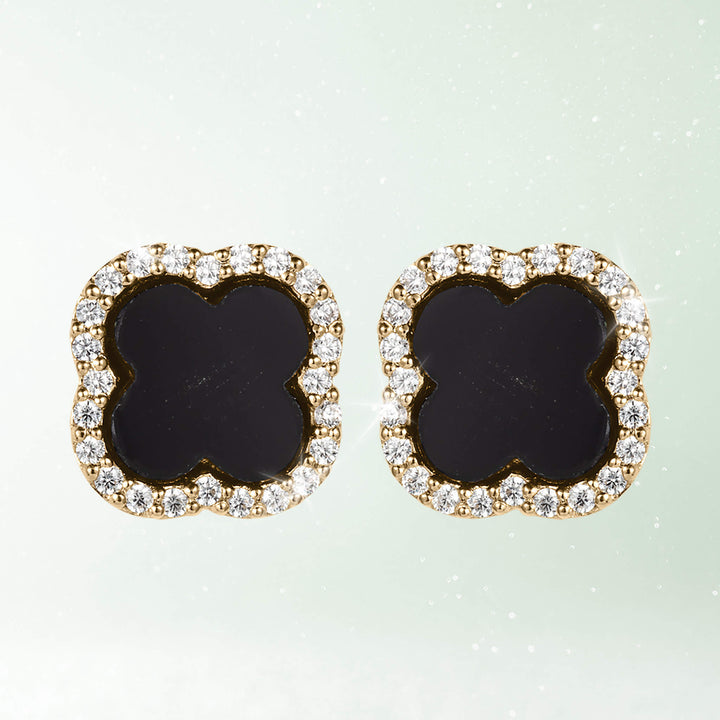 Daniel Steiger Fortuna Clover Onyx Earrings