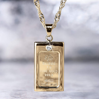 Daniel Steiger Gold and Diamond Ingot Pendant