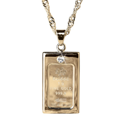 Daniel Steiger Gold and Diamond Ingot Pendant