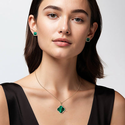 Daniel Steiger Fortuna Clover Malachite Pendant