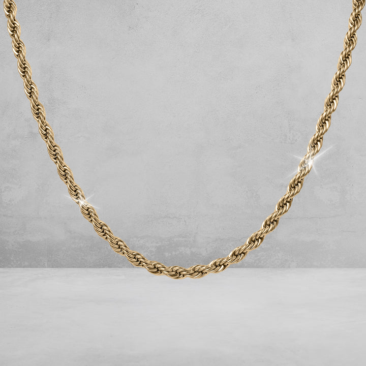 Viper Twist Rope Collection gold twisted rope necklace with polished texture and shine against a neutral background Up To 75% Off Retail