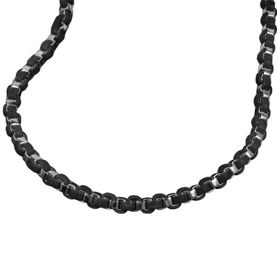 Arizona Steel Men's Necklace featuring a stainless steel link design with black plating, crafted for men seeking bold and modern jewelry statement.