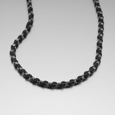 Arizona Steel Men's Necklace featuring a stainless steel chain with a sleek black and gold plating finish, designed for a modern and masculine jewelry style.