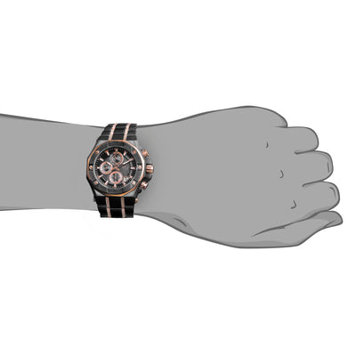 Phantom Black Men's Watch featuring a stainless steel two-tone band and black dial, stylishly displayed on a male wrist for a sophisticated look.