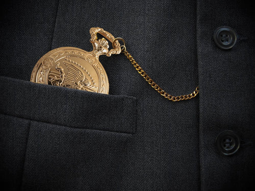 Daniel Steiger Golden Flying Eagle Hunter Pocket Watch & Chain