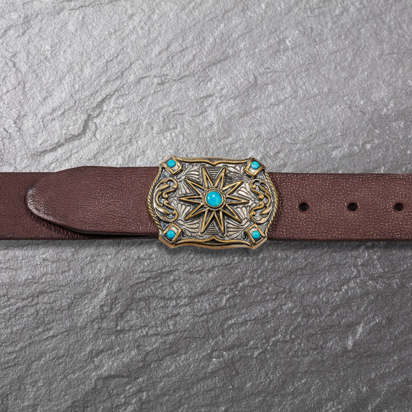 Daniel Steiger Turquoise Brown Leather Belt