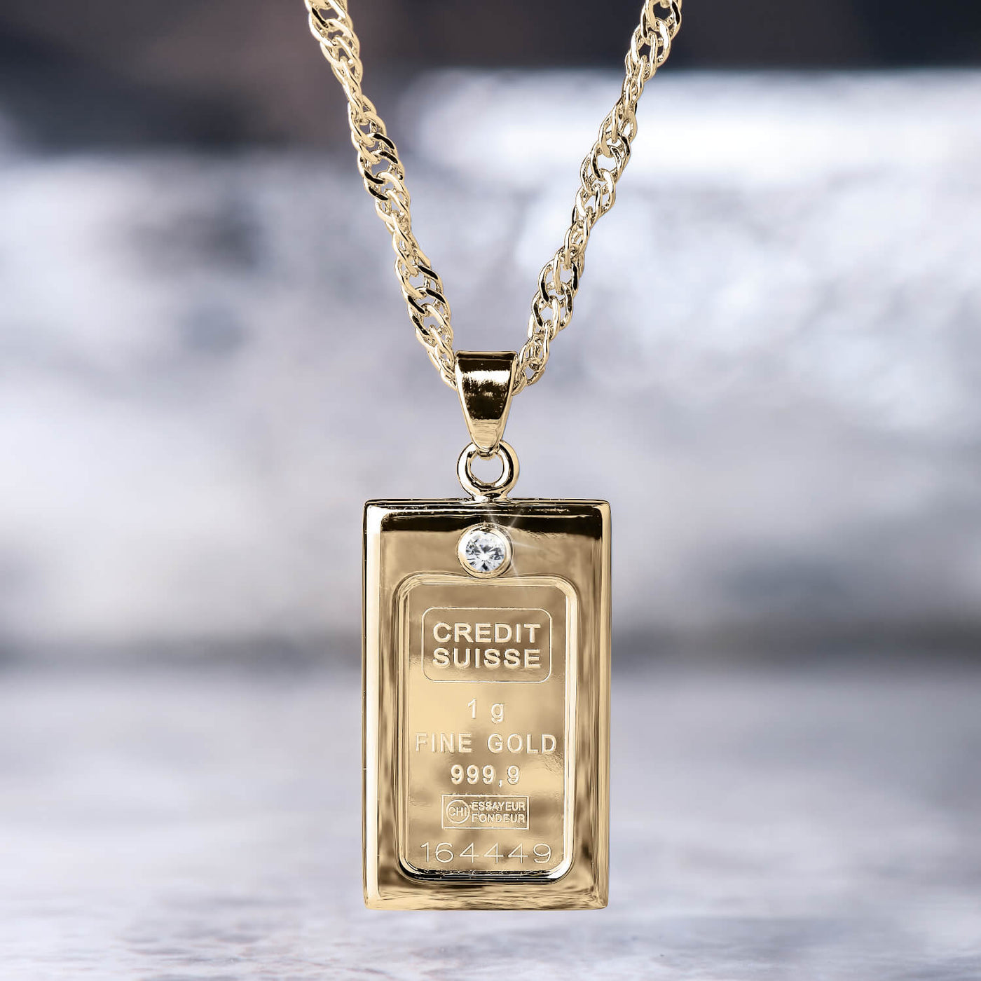 Daniel Steiger Gold and Diamond Ingot Pendant