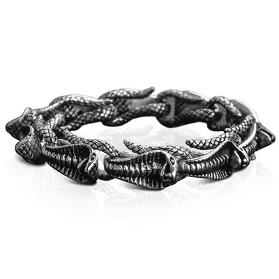Venom Men's Steel Bracelet made of stainless steel featuring an intricately designed snake motif for a bold, masculine jewelry accessory.