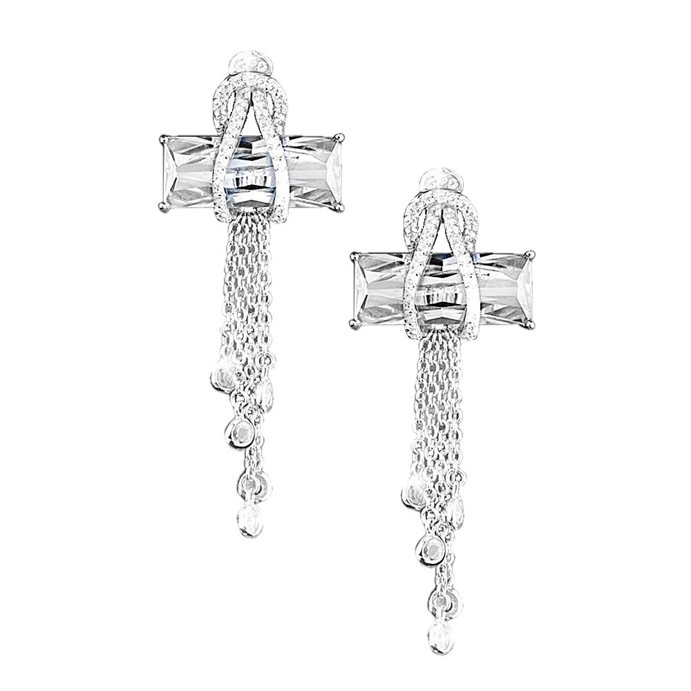 Daniel Steiger Contemporary Cross Clear Earrings