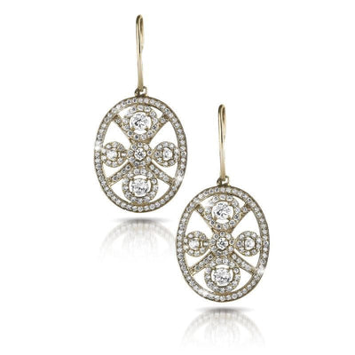 Decora Ladies' Earrings featuring an elegant oval design in sterling silver with gold plating, adorned with sparkling clear stones, perfect fine jewelry for women.