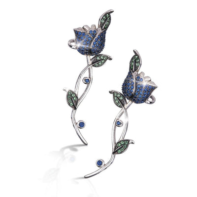Daniel Steiger Azure Rose Climber Earrings