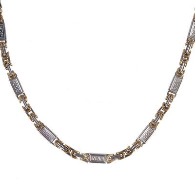 Rhodes Two-Tone Necklace featuring stainless steel material with a stylish two-tone plating, designed for a modern male jewelry look.