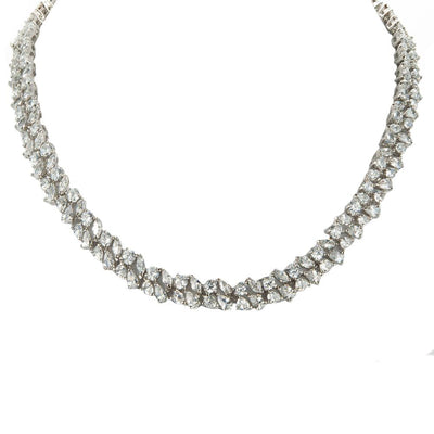 Versailles Necklace featuring a sparkling design crafted from white base metal with gold plating, elegant jewelry for female wearers.