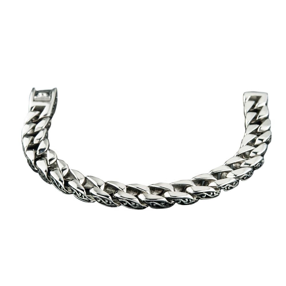 Scroll Steel Necklace crafted from stainless steel featuring a bold, polished chain design for men, perfect for stylish jewelry enthusiasts seeking durable necklaces.