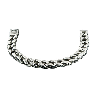 Scroll Steel Necklace crafted from stainless steel featuring a bold, polished chain design for men, perfect for stylish jewelry enthusiasts seeking durable necklaces.