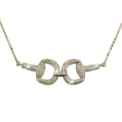 Finezia Necklace featuring a sterling silver design with gold plating, showcasing an elegant link pendant adorned with sparkling crystals, perfect for female jewelry collections.