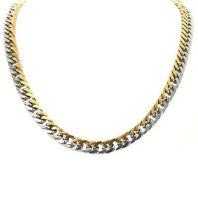 Arena Steel Necklace featuring a two-tone stainless steel design, crafted for men seeking a bold and stylish jewelry statement.