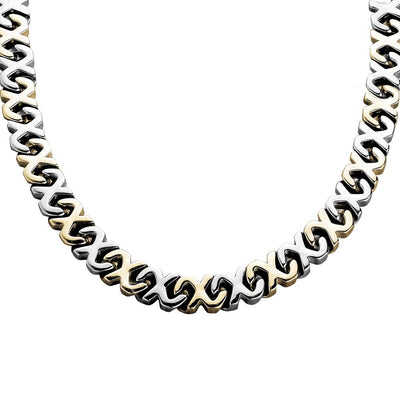 Maximo Steel Necklace featuring a two-tone plating in stainless steel, designed for a bold male statement in luxury jewelry and necklaces.