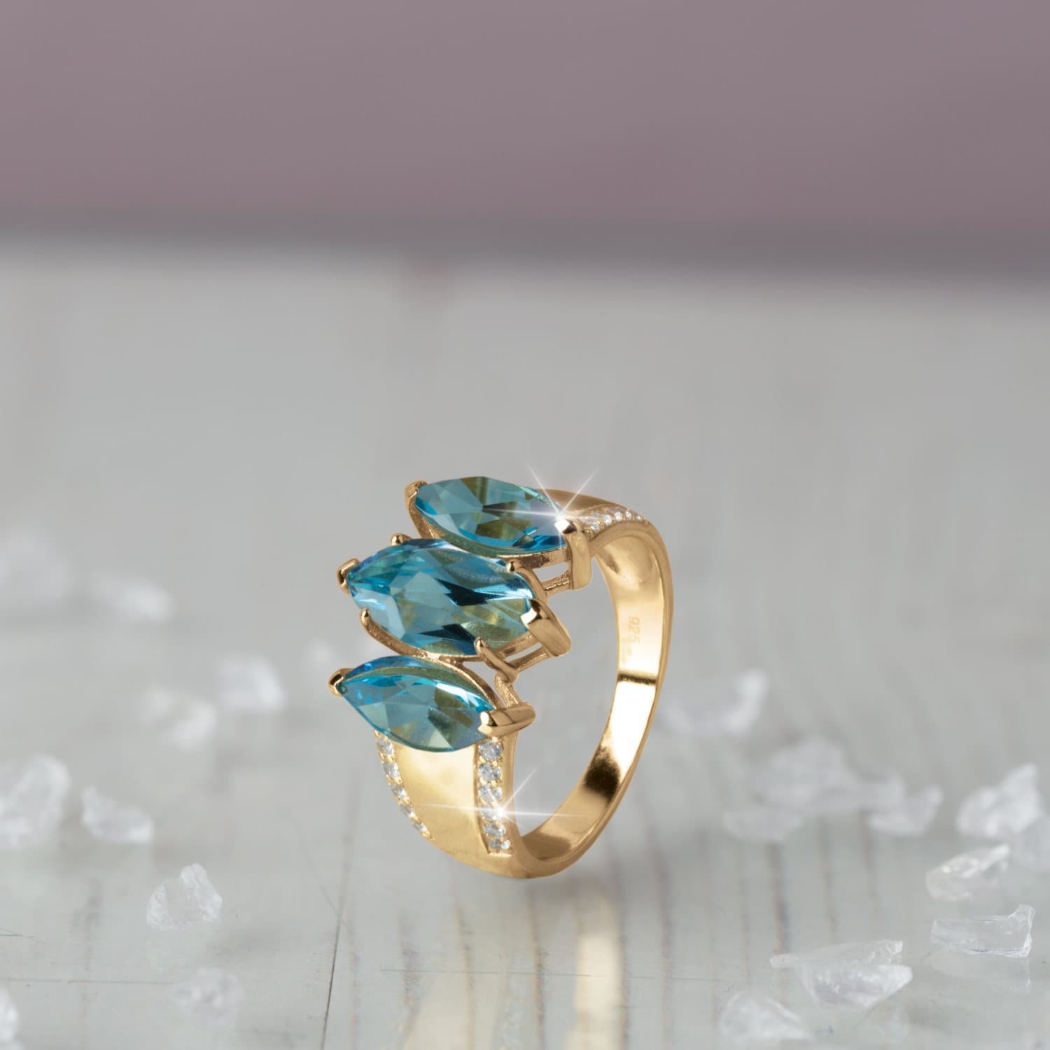 Daniel Steiger Blue Topaz Marquise Trilogy Ring