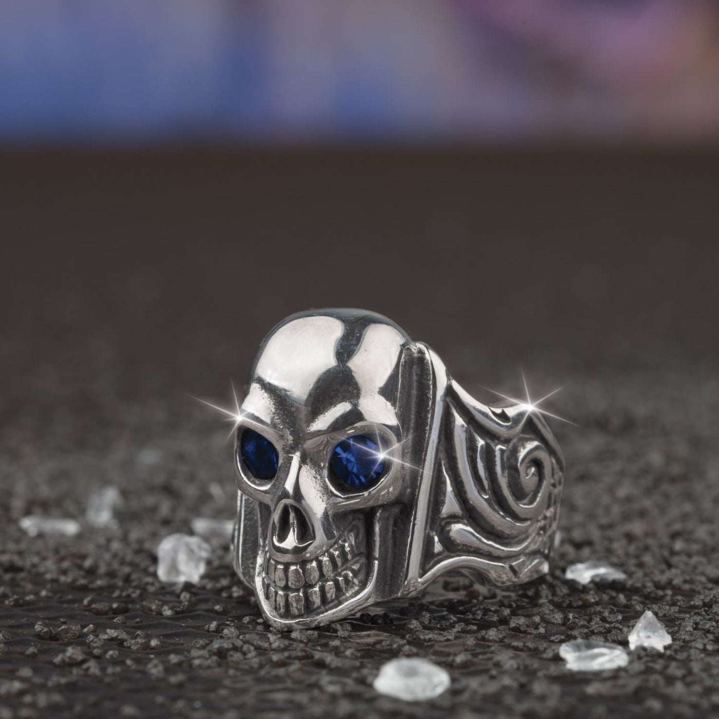 Daniel Steiger Ole Blue Eyes Steel Skull Ring