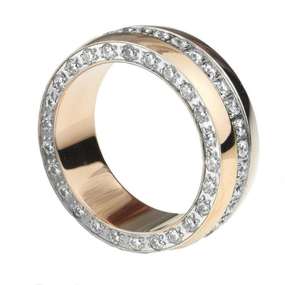 Odyssey Gold Ring featuring a unisex stainless steel design with gold plating and a sparkling border of clear stones encircling the band for elegant jewelry wear.