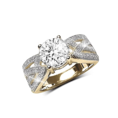 Casini Cento Ring for female, featuring a gold plating with a wide band design and a large central clear gemstone, combining elegance with bold style in fine jewelry.