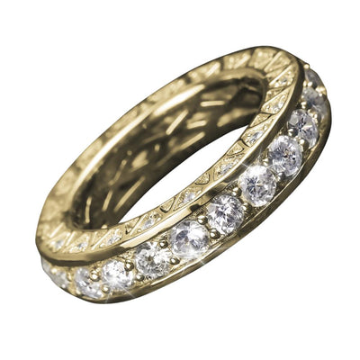 Portofino Yellow Gold Ring featuring sterling silver with gold plating, adorned with sparkling round-cut stones in an elegant female jewelry design.