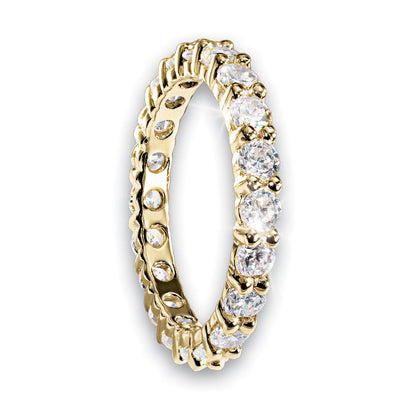 Gold Millionaire Tennis Eternity Ring in sterling silver with gold plating, featuring a continuous row of sparkling stones designed for women.
