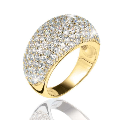 Pave Vienna Ring Gold featuring a luxurious gold plating with sparkling pavé-set stones, designed for females seeking elegant and timeless jewelry.