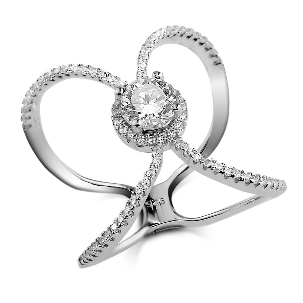 Daniel Steiger Carvela Halo Ring Rhodium