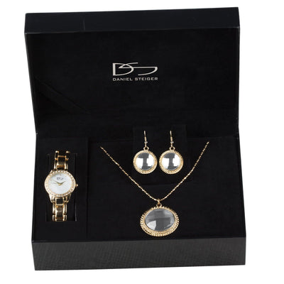 Daniel Steiger Ladies Bedazzled Gold & Black Watch Set